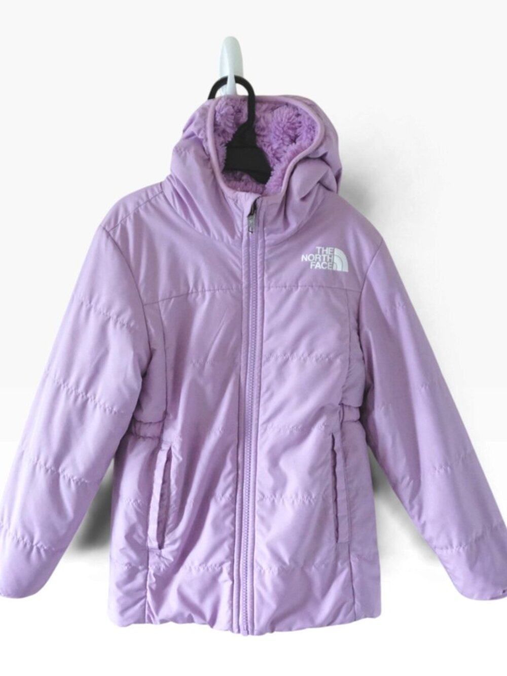 THE NORTH FACE Girls Reversible Mossbud Parka Jacket Coat with Hood LUPINE XS 6